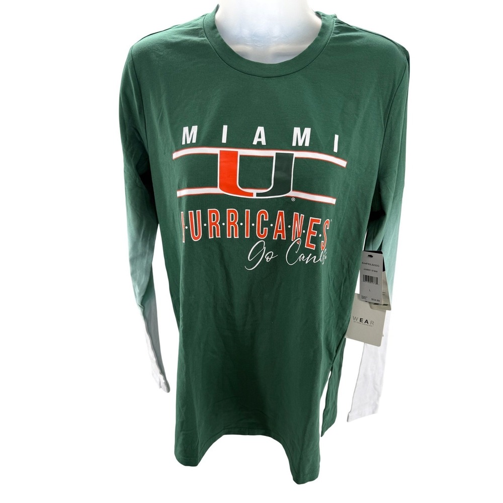 WEAR‎ by Erin Andrews Miami Hurricanes Ombre Long Sleeve Shirt Green Large NEW